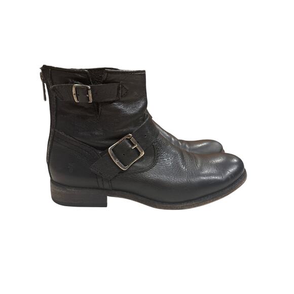 Frye Veronica Women's Size 7B Black Leather Back Zip Ankle Moto Riding Boots - Picture 1 of 9
